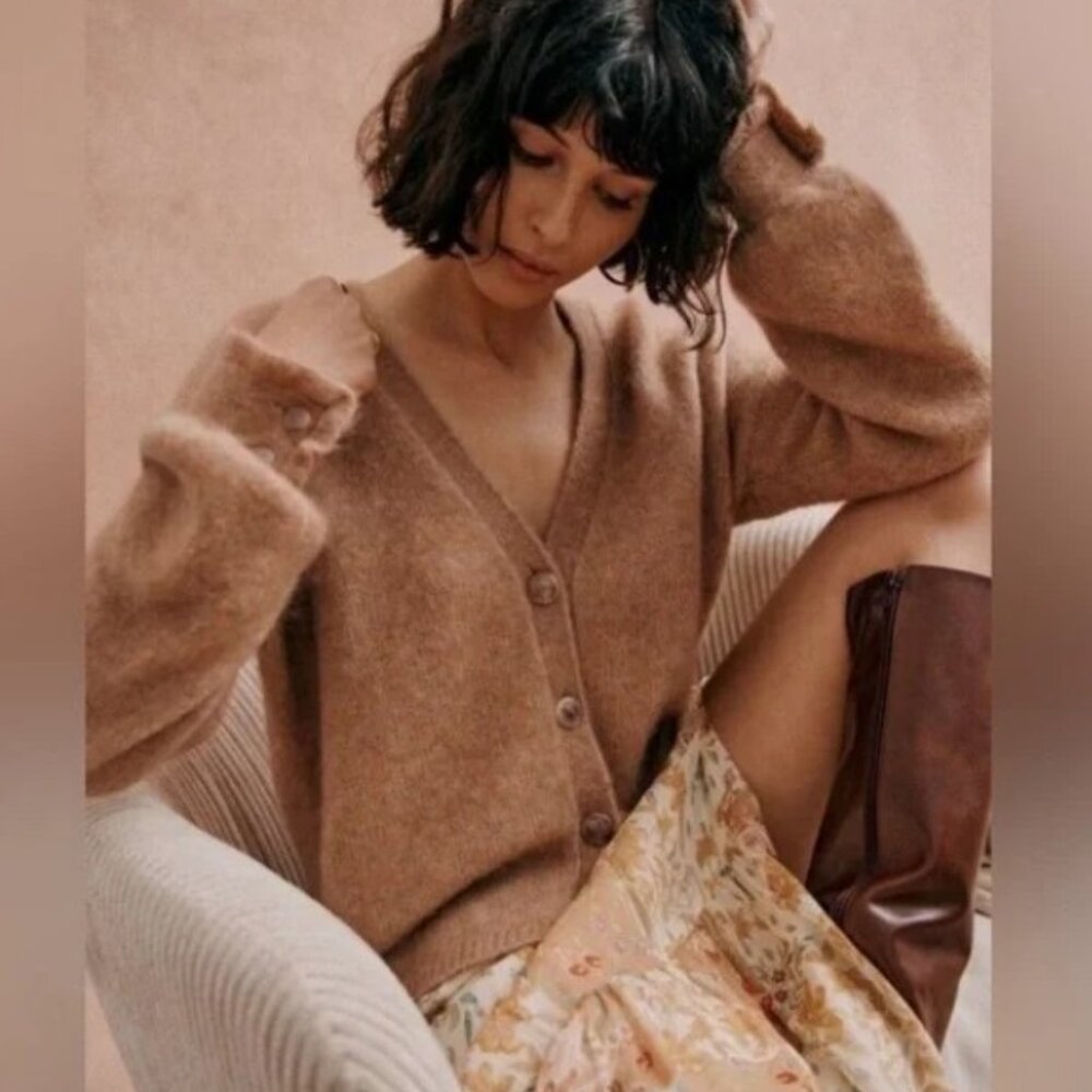Sezane Mia Cardigan Camel - Size M NWT